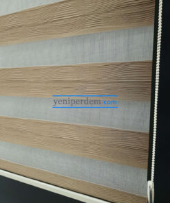 Alternative view of Ağaç kabuğu desenli kahverengi zebra perde