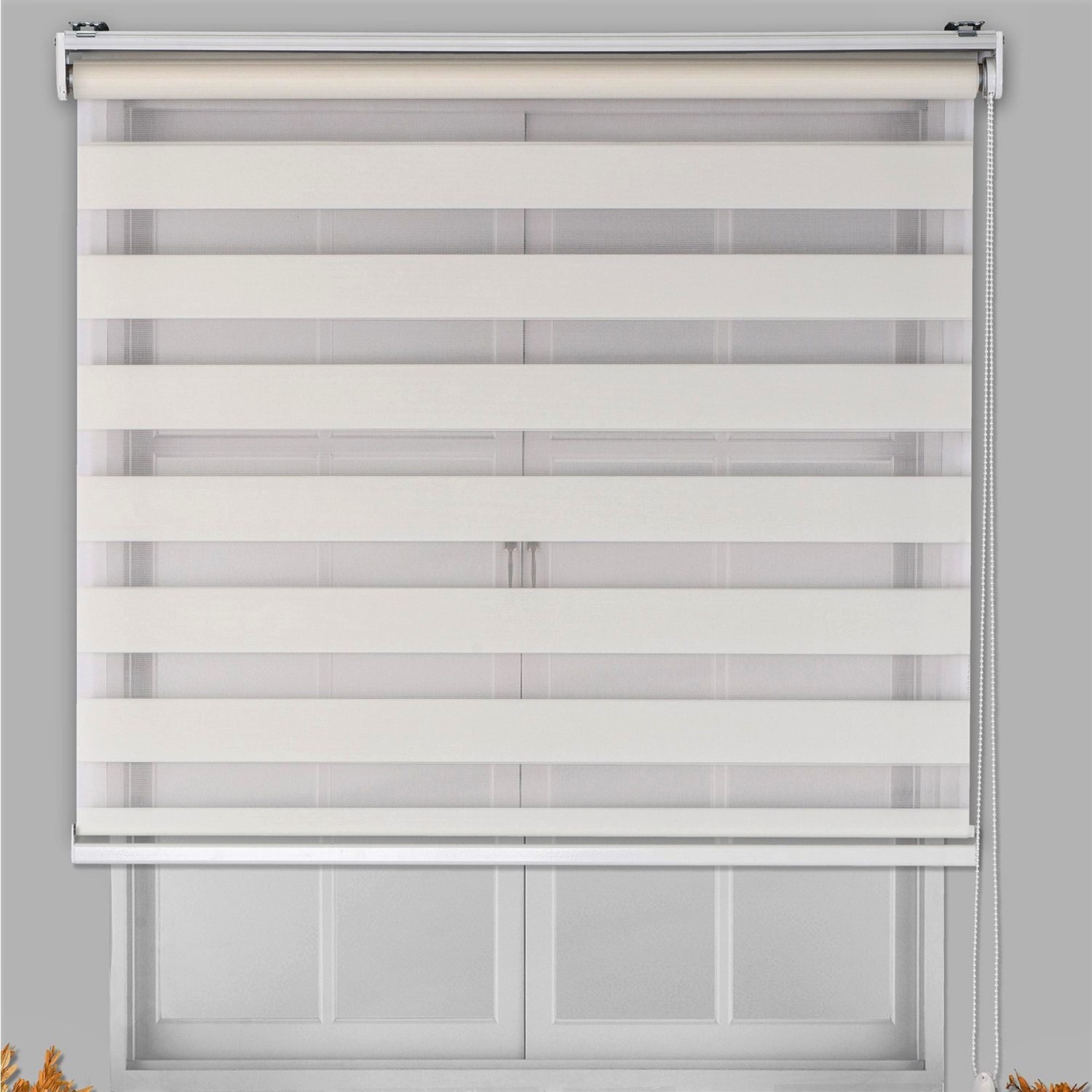 Ekru bambu zebra perde